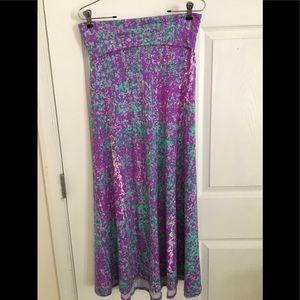 LulaRoe Long Maxi Skirt Dark Lavender & Aqua
